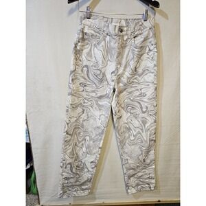 BDG High Rise Baggy Jeans Womens 28x30 Gray Marble 100% Cotton Pockets Zip Artsy